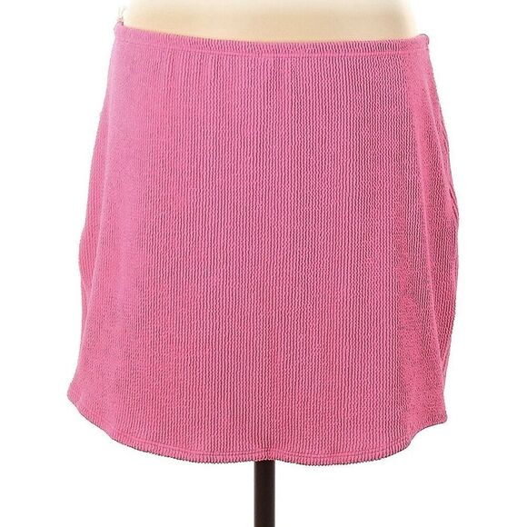 Good American Always Fits Beach Cover Up Mini Skirt HOT PINK 002 SIZE 5/6 LG NEW - Picture 2 of 5